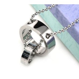 Rent Titanhängen Halsband Klöver Dubbel Cirkel