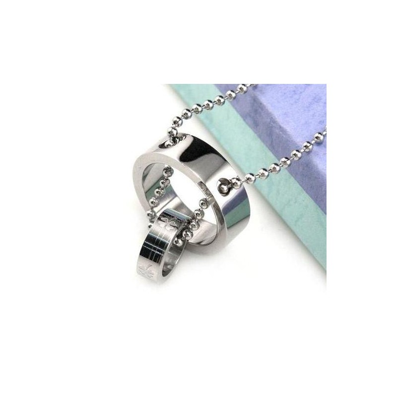 Rent Titanhängen Halsband Klöver Dubbel Cirkel Rent Titanhängen Halsband Klöver Dubbel Cirkel