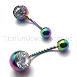 Färgade Mini Örhängen Med Titaninlägg Och Diamanter