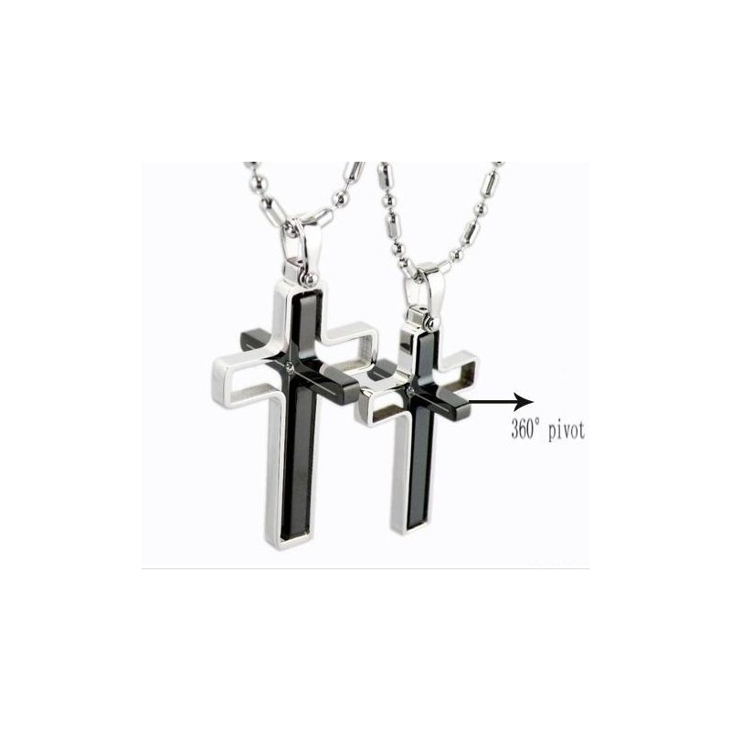 Rent Titan Parhänge Halsband Roterande Kors Rent Titan Parhänge Halsband Roterande Kors