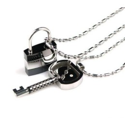 Ren Titan Älskare Par Hängen Halsband Lås Nyckel