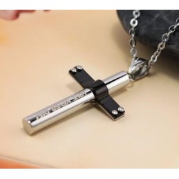 Halsband Med Hängen I Rent Titan, Cylinderformat Kors