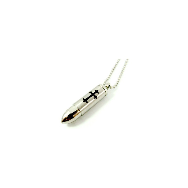 Man Solid Cross Bullet Titan Stål Halsband Hänge Gåva (Gratis Kedja) Man Solid Cross Bullet Titan Stål Halsband Hänge Gåva (Gratis Kedja)
