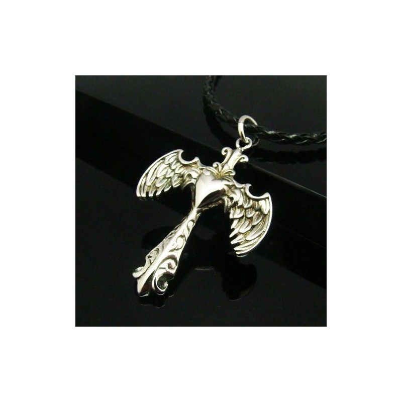 Cool Man Angle Wing Cross Ren Titan Halsband Hänge Gåva Cool Man Angle Wing Cross Ren Titan Halsband Hänge Gåva