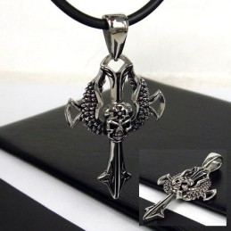 Cool Man Skull Cross Pure Titanium Hänge Gratis Kedja
