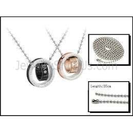 Titanringar I Roséguld Och Svarta Hängen Med Strass Och Gratis Kedjor I Titan C505