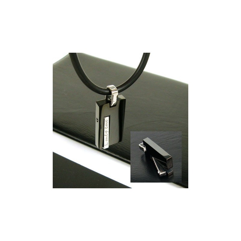 Herrhalsband Med Hänge I Ren Titan Och Ädelsten "Only Love" Herrhalsband Med Hänge I Ren Titan Och Ädelsten "Only Love"
