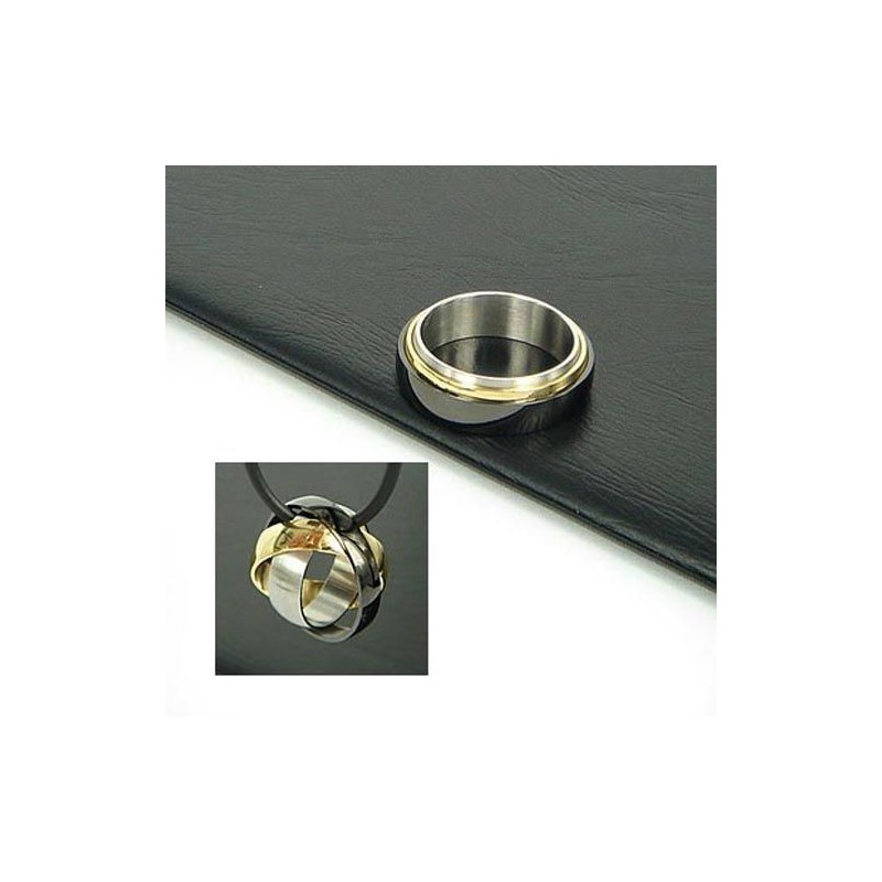 3-Ring Och 3-Färgat Halsband I Rent Titan, Hänge, Fri Kedja 3-Ring Och 3-Färgat Halsband I Rent Titan, Hänge, Fri Kedja