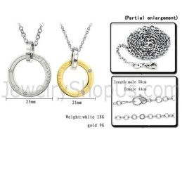 Titan, Silver Och Guldringar "Lock Our Love" Älskarhängen Med Diamanter Och Gratis Kedjor C350