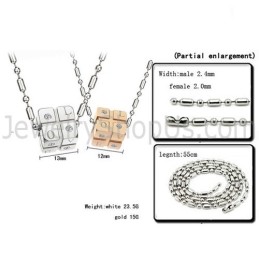 Titansilver Och Roséguld Tärningsälskare Hängen Med Strass Och Gratis Kedjor C309