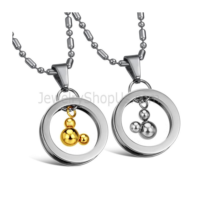 Titan, Silver Och Guld, Mickey-Hängen Med Gratis Kedjor 264 Titan, Silver Och Guld, Mickey-Hängen Med Gratis Kedjor 264