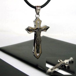 Man Juses Cross Titanstålhänge (Gratis Kedja)