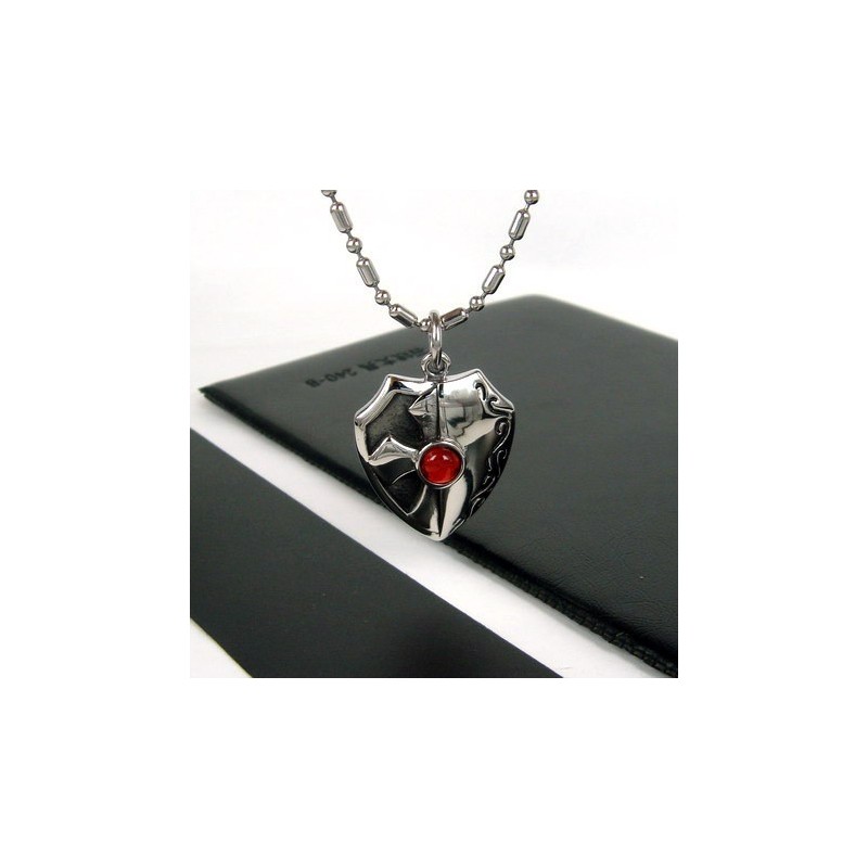 Man Shield Äkta Röd Agat Ren Titan Hänge Halsband Gåva 4596 Man Shield Äkta Röd Agat Ren Titan Hänge Halsband Gåva 4596