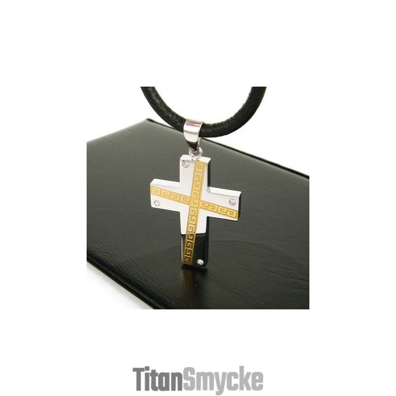 Cool Man Cross Ädelsten-Ren Titan Hänge Cool Man Cross Ädelsten-Ren Titan Hänge