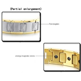 Volfram Högglans Magnetisk Energi Hälsoarmband Plantering 18K Guld C940