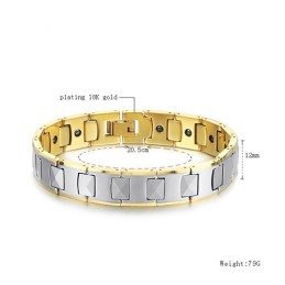 Volfram Högglans Magnetisk Energi Hälsoarmband Plantering 18K Guld C940