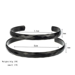 Svarta Volfram Högglanspolerade Pararmband C896
