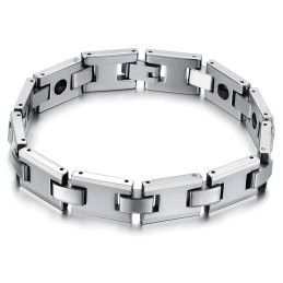 Magnetiskt Energihälsoarmband Med H-Länk I Volframsilver C748
