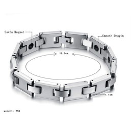 Magnetiskt Energihälsoarmband Med H-Länk I Volframsilver C748