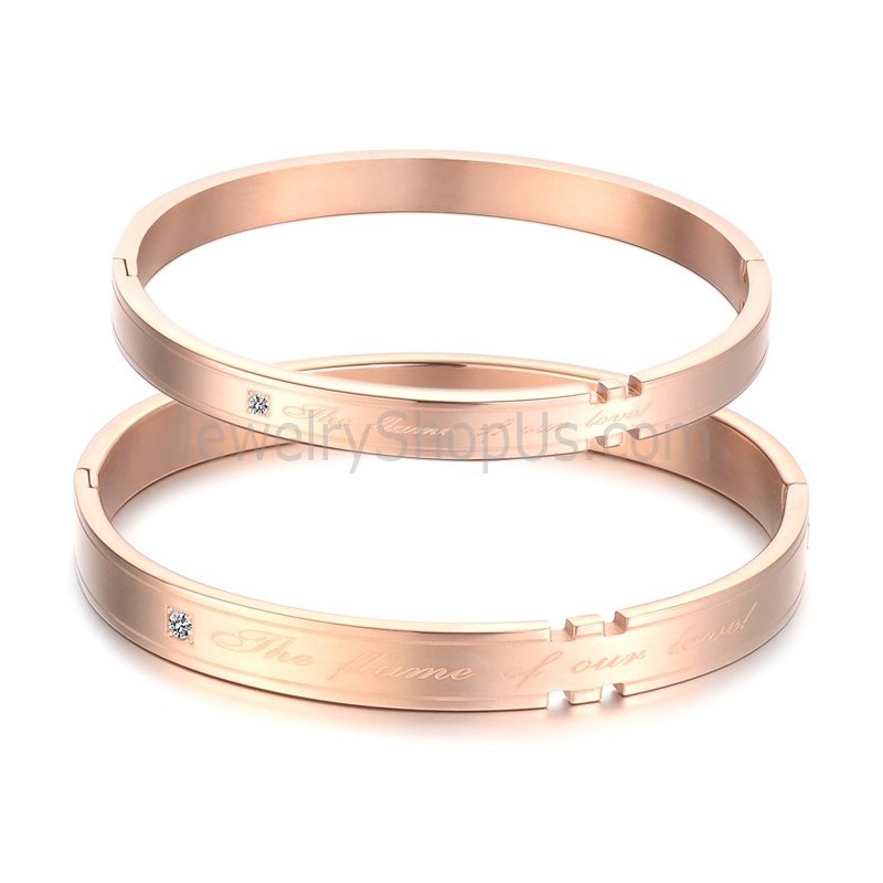 Tatanium Roséguldfärgade Pararmband Med Strass C710 Tatanium Roséguldfärgade Pararmband Med Strass C710
