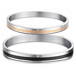 Tatanium Roséguld Och Svart Rutnätspararmband Med Strass C746