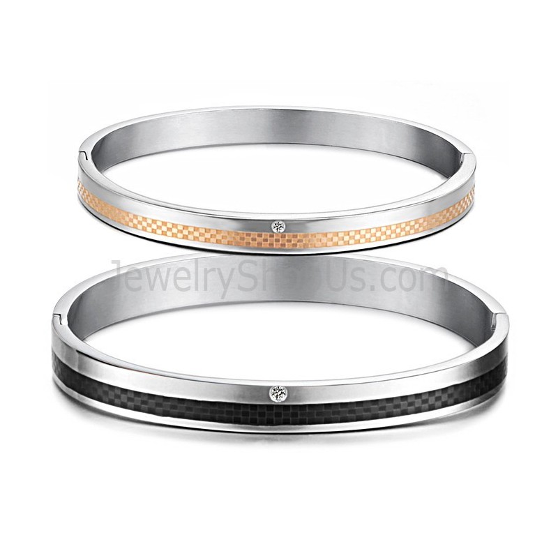 Tatanium Roséguld Och Svart Rutnätspararmband Med Strass C746 Tatanium Roséguld Och Svart Rutnätspararmband Med Strass C746