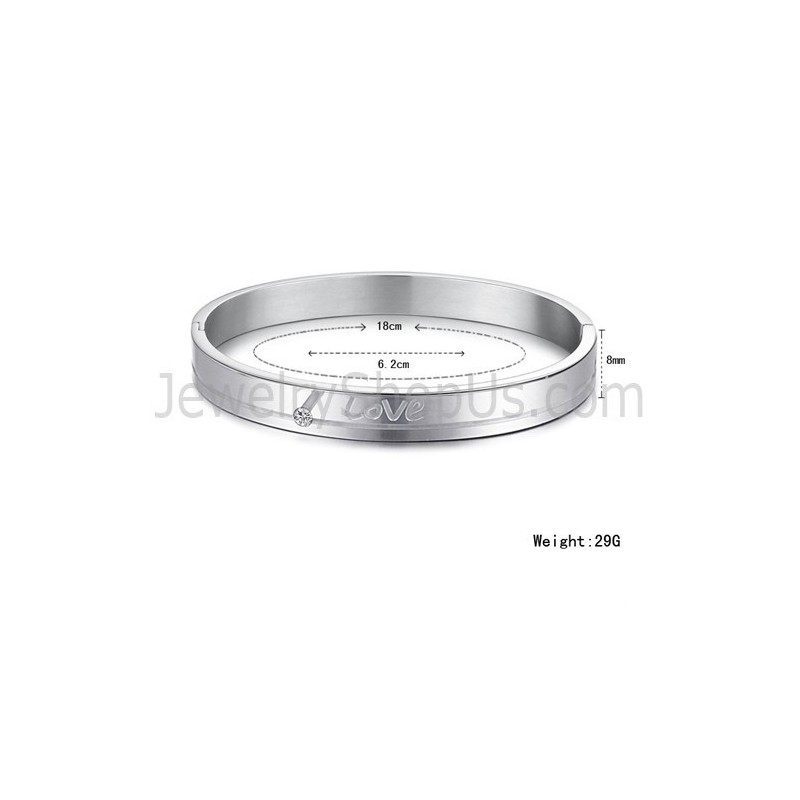 Tatanium "Love" Pararmband Med Strass C874 Tatanium "Love" Pararmband Med Strass C874