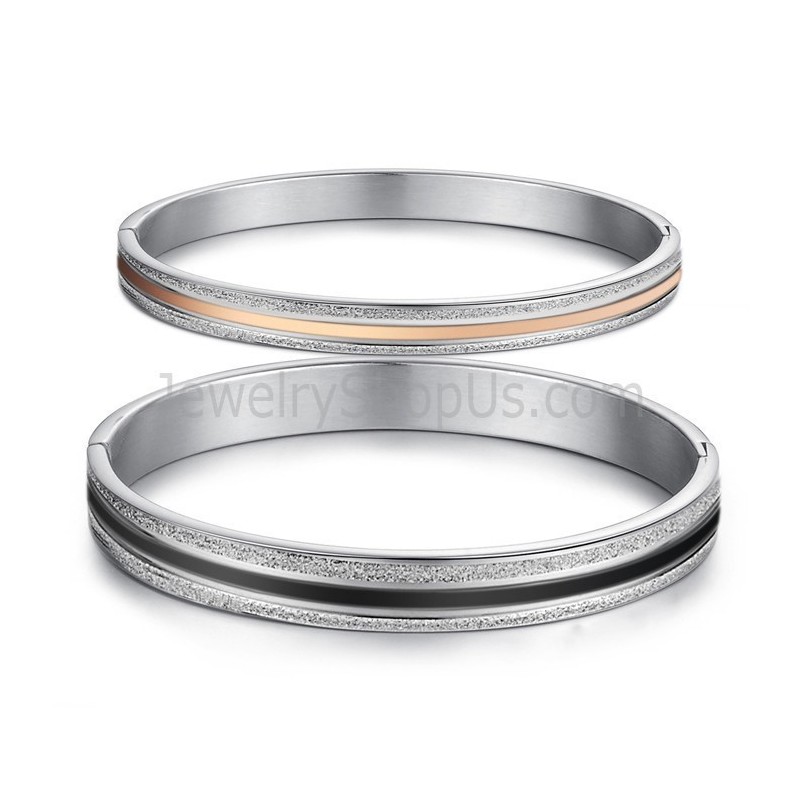 Tatanium Roséguld Och Svarta Pararmband C869 Tatanium Roséguld Och Svarta Pararmband C869