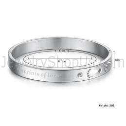 Tatanium "Footprints Of Love" Pararmband Med Ihåliga Fotspår Och Strass C850