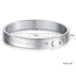 Tatanium "Footprints Of Love" Pararmband Med Ihåliga Fotspår Och Strass C850