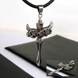 Herrhalsband Med Änglavinge Och Korshänge I Titanstål