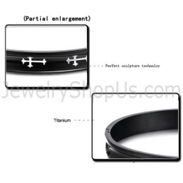 Tatanium Svarta Pararmband Med Vitt Kors C747