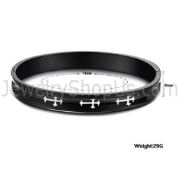 Tatanium Svarta Pararmband Med Vitt Kors C747