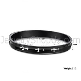 Tatanium Svarta Pararmband Med Vitt Kors C747