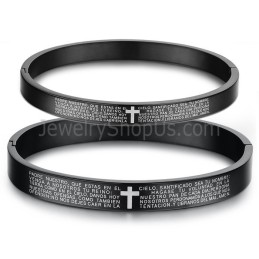 Tatanium Svart Kors Pararmband Med Vitt Kors C848