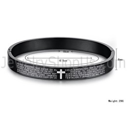 Tatanium Svart Kors Pararmband Med Vitt Kors C848