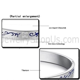 Tatanium Pararmband Med Blå Blommor C858