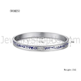 Tatanium Pararmband Med Blå Blommor C858