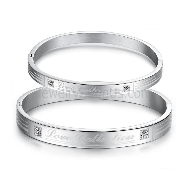 Tatanium "Love Collection" Pararmband Med Strass C849 Tatanium "Love Collection" Pararmband Med Strass C849