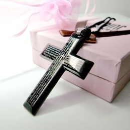 Man Black Cross Bible Pure Titanium Hängsmycke Gåva