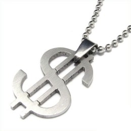 Cool Man Dollar Symbol Halsband I Rent Titan Hänge Gratis Kedja