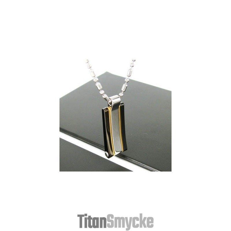 Sutra Man 24K Guld Laid Slick Titan Stålhänge Halsband Sutra Man 24K Guld Laid Slick Titan Stålhänge Halsband