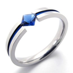 Blå Diamantring I Titan