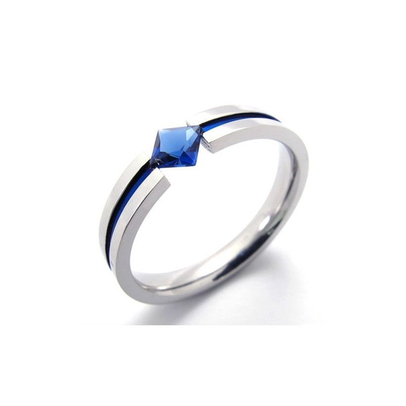 Blå Diamantring I Titan