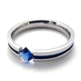 Blå Diamantring I Titan