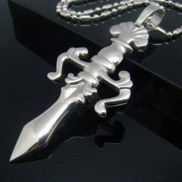 Cool Man Shining Sword Cross Pure Titanium Halsband Hänge