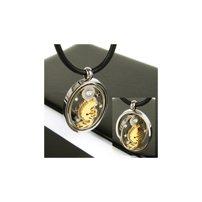 Man Spinner Halsband Med Hänge I Guld Och Varg I Ren Titan Man Spinner Halsband Med Hänge I Guld Och Varg I Ren Titan