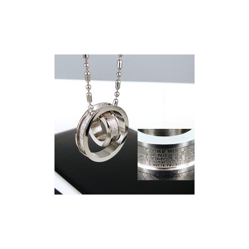 Man 2 Hoop Cross Bible Pure Titanium Hänge Halsband Man 2 Hoop Cross Bible Pure Titanium Hänge Halsband