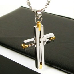 Man Shining Cross Pure Titanium Hänge Halsband Gratis Kedja
