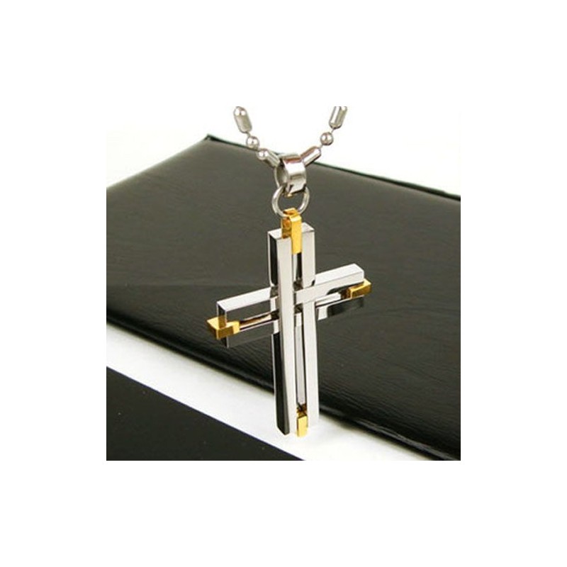 Man Shining Cross Pure Titanium Hänge Halsband Gratis Kedja Man Shining Cross Pure Titanium Hänge Halsband Gratis Kedja